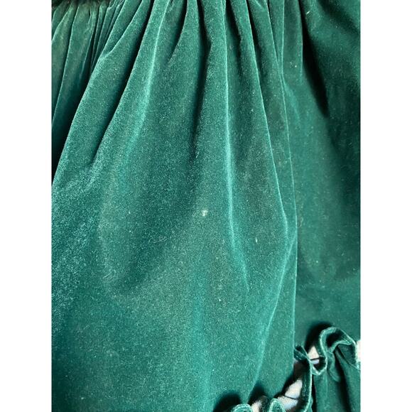 Vintage Hugs and Kisses Green Velvet Girls Dress - Picture 5 of 12